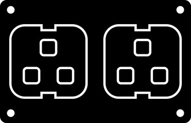 B&W socket icon in flat style.