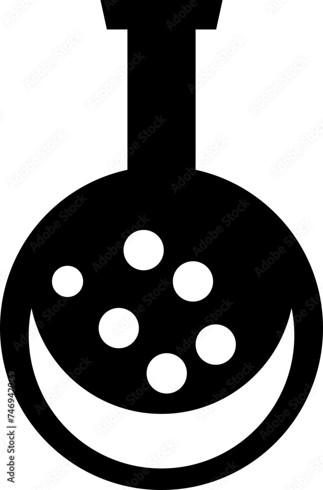 Poster testing flask icon in b&w color.