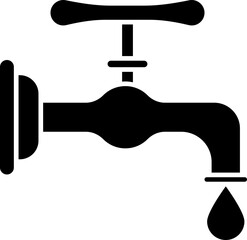 Black water tap icon for save water concept.