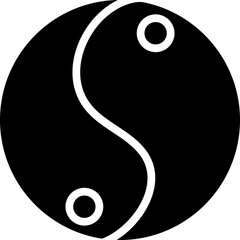 B&W ying yang icon in flat style.