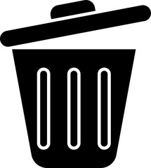 Icon of dustbin in b&w color.