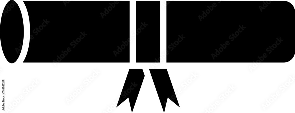 Poster b&w scroll diploma with ribbon.