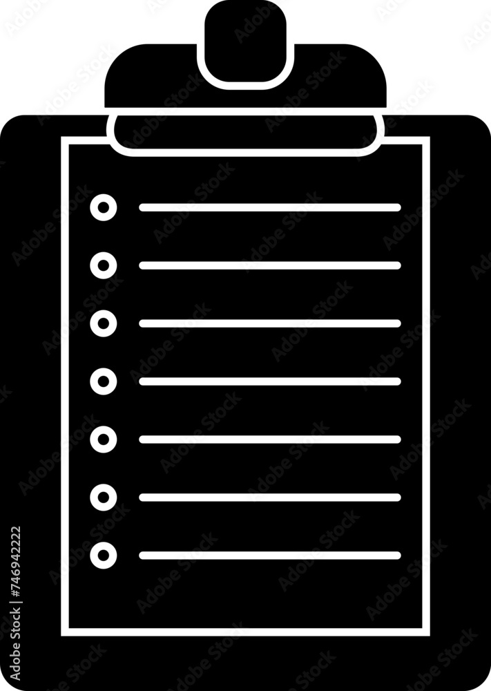 Poster clipboard or voting list icon in b&w color.