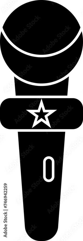 Poster flat style microphone icon in b&w color.