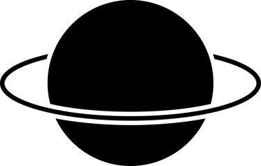 Black planet icon on white background.
