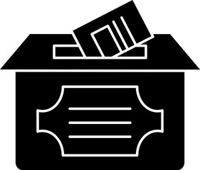 B&W vote or ballot box icon or symbol.
