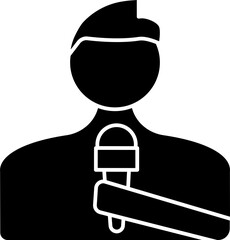 Journalist or reporter glyph icon.