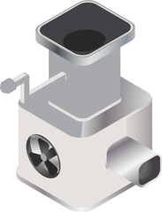 Realistic icon of crypto mining machine.