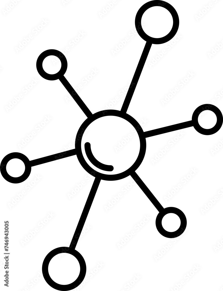 Poster isolated icon of molecular structure in thin line stroke.