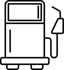 Black line stroke icon of Gas pump or station.