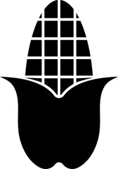 B&W corn icon in flat style.