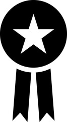 B&W medal glyph icon or symbol.