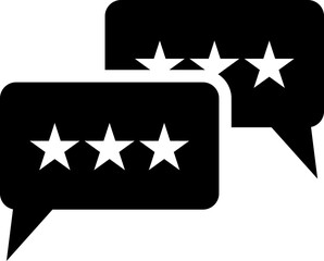 Glyph icon or symbol of star rating reviews.
