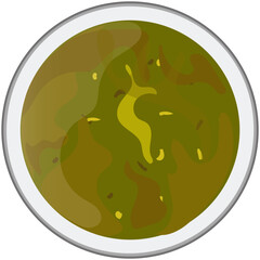 Green sauce in bowl.