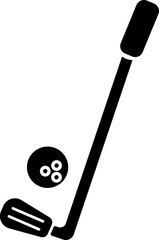 Illustration of golf stick with ball in b&w color.