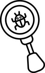 Virus searching icon or symbol in black line art.