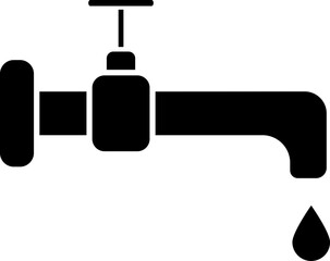 B&W water tap, glyph icon or symbol.