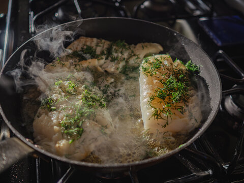 pan fried cod with dill 