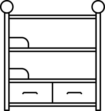 recommend clip art: Isolated illustration of bunk bed icon in black line stroke.