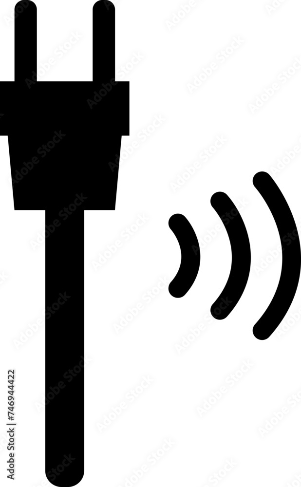Poster wireless connection or plug icon in b&w color.