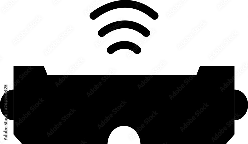 Poster flat icon or symbol of vr box in b&w color.