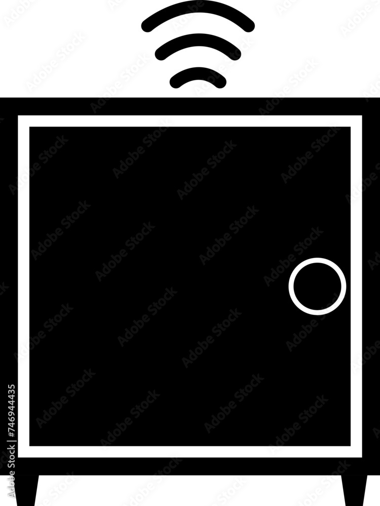 Poster digital locker icon in b&w color.