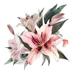 Elegant Lily Flower Clipart in Watercolor