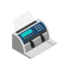 3D illustration of money counting machine on white background.