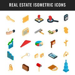 Set of 3d isometric real estate icons.