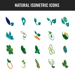 Isometric set of ecology and natural elements.
