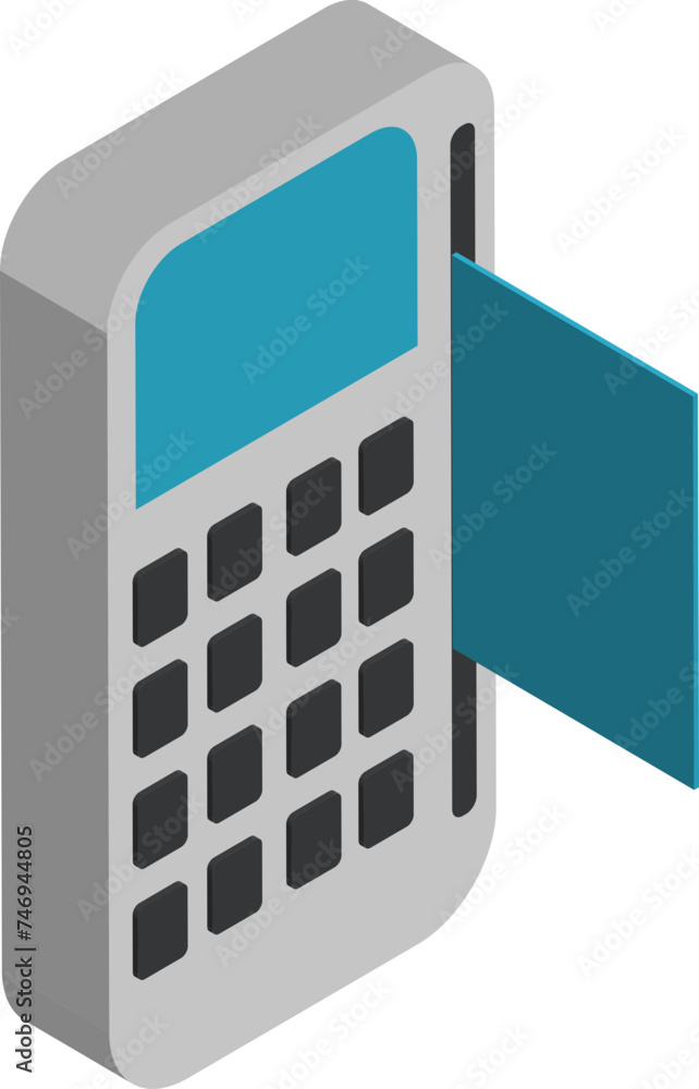 Poster swipe machine or pos terminal icon in 3d.