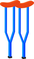 Walking crutches icon inred and blue color.