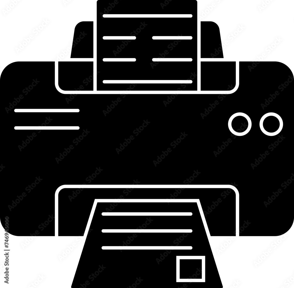 Poster flat style icon or symbol of printer.