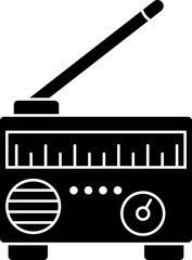 Glyph icon or symbol of retro style radio.