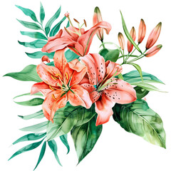 Graceful Lily Flower in Watercolor