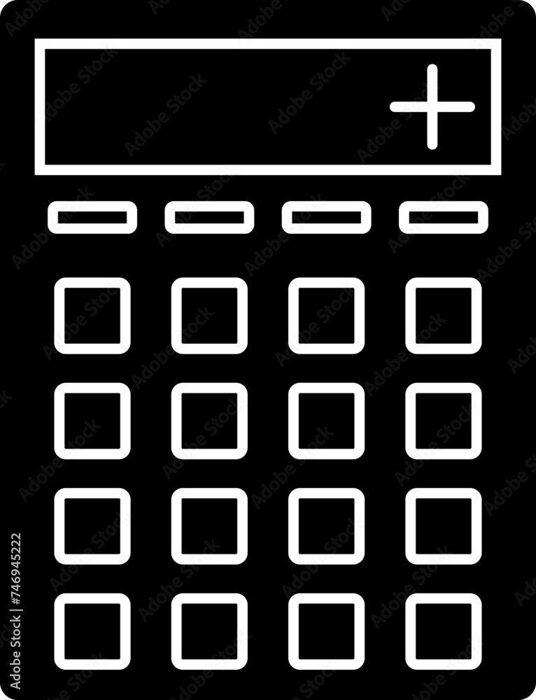 Poster B&W calculator icon in flat style.