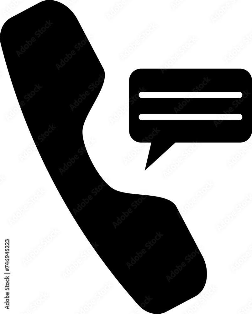 Poster phone receiver or on call order icon in b&w color.