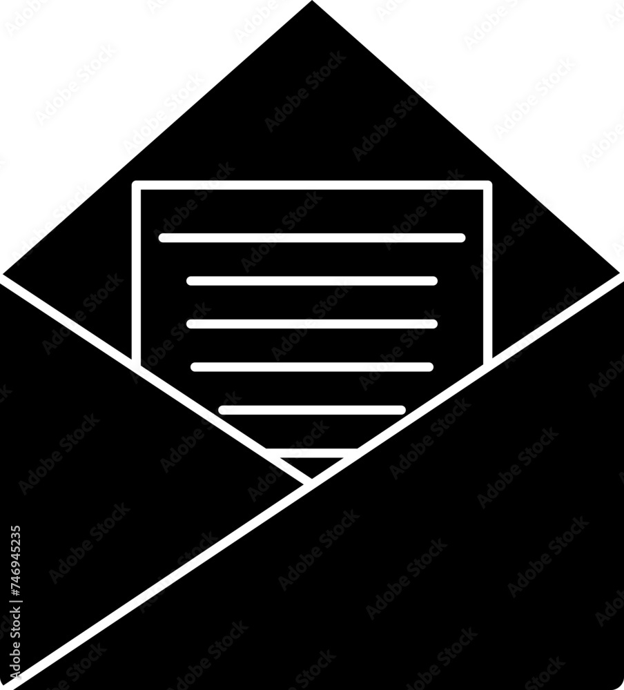 Poster mail icon or symbol in b&w color.