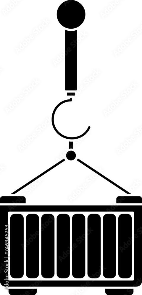 Poster b&w container icon in flat style.