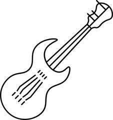 Black line art guitar in flat style.