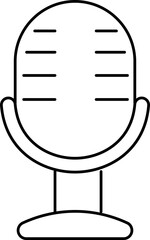 Black line art microphone on white background.