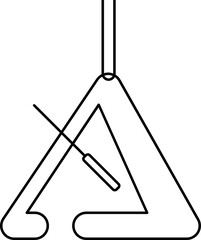 Black line art triangle music instrument with beater.