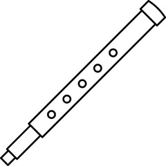 Isolated black line art clarinet icon.