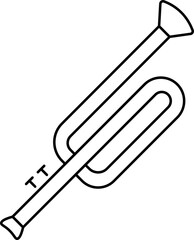 Black line art illustration of a trombone icon.