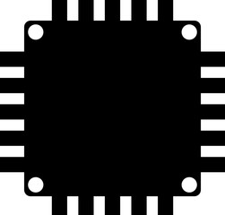 Illustration of a processor chip in b&w color.