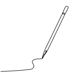 Pencil writing continuous line art drawing. Vector illustration one outline minimalist. Student literacy symbol.