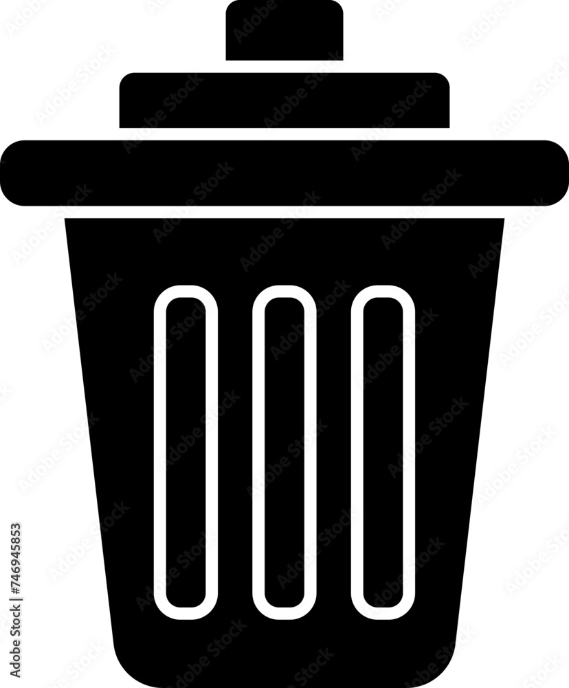 Sticker Dustbin icon or symbol in b&w color.