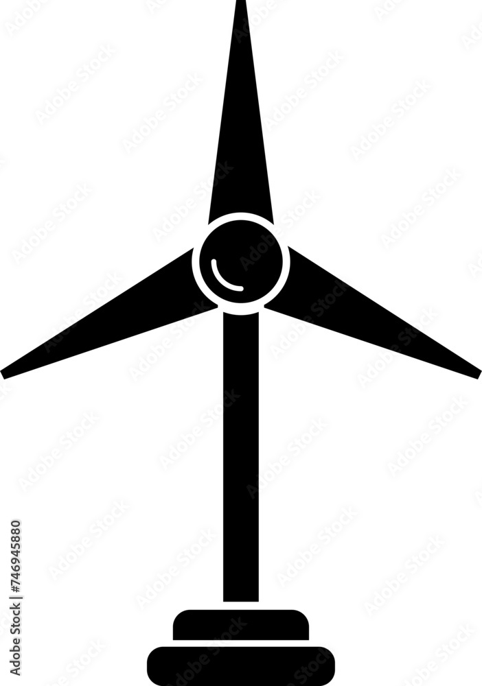 Poster flat style windmill icon in b&w color.