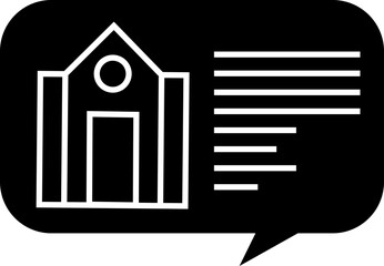 House detail or conversation icon in b&w color.