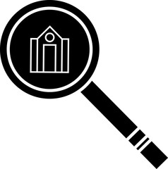Flat style b&w home searching icon.